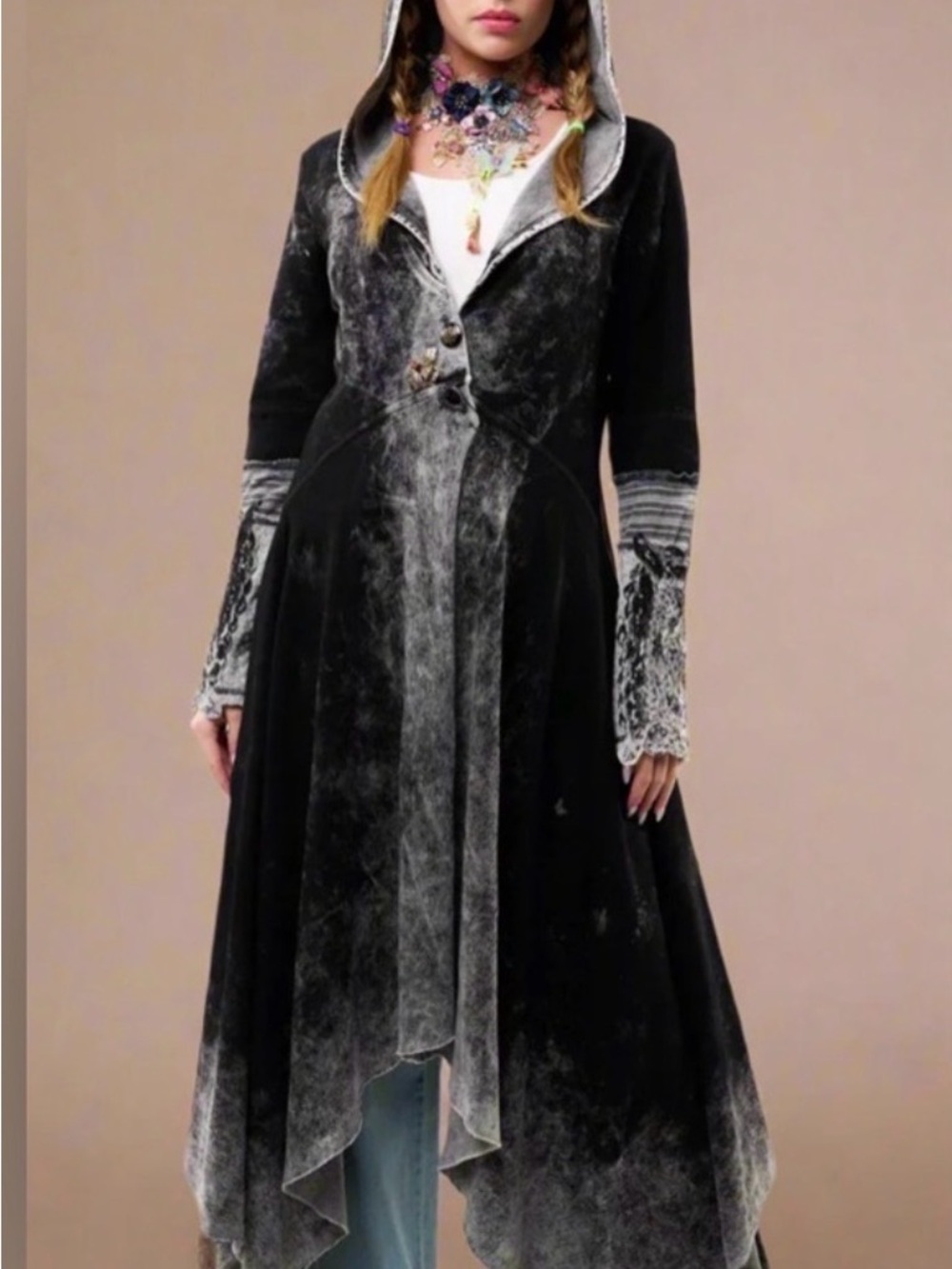 Forest Goddess French Terry Coat FairyCore  Whimsygoth Renaissance - Picture 5 of 5